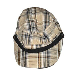 Plaid Beige & Black American Rag Newsboy Cap